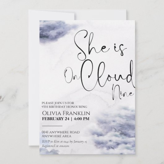 雲九歳の誕生日 招待状 (正面)