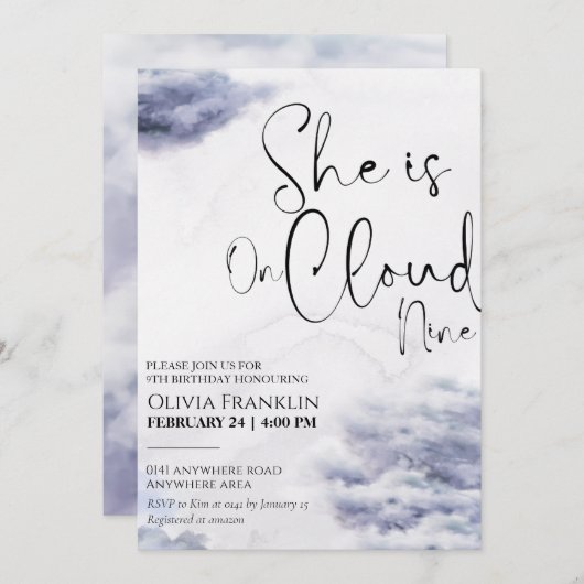 雲九歳の誕生日 招待状 (正面/裏面)