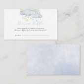 雲九男の子の赤ちゃんシャワーおむつラッフル エンクロージャーカード (正面/裏面)