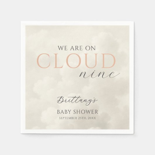 雲九白雲赤ちゃんシャワー スタンダードカクテルナプキン (正面)