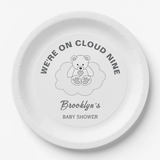雲九赤男女兼用ちゃんシャワーテディベア ペーパープレート (正面)