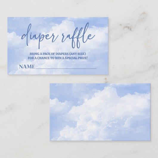 雲九青の赤ちゃんシャワーおむつラッフル エンクロージャーカード (正面/裏面)