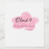 雲九 赤いパステル ウェディングシャワー 名前と日付 ワインラベル (シングルラベル)