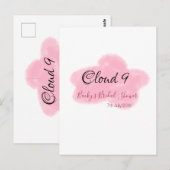 雲九 赤パステル ブライダルシャワー 名前と日付 ポストカード (正面/裏面)