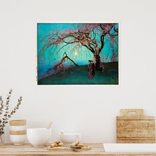 雲井桜, Kumoi Cherry blossoms, Yoshida, Woodcut ポスター (キッチン)