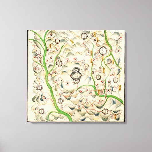 雲南省プロヴァンスの地図Xin Xi Yingの要塞 キャンバスプリント (正面)