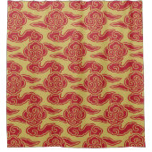 雲日本の型赤金ゴールド シャワーカーテン (正面)