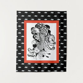 雲日本の模様の魚 タペストリー