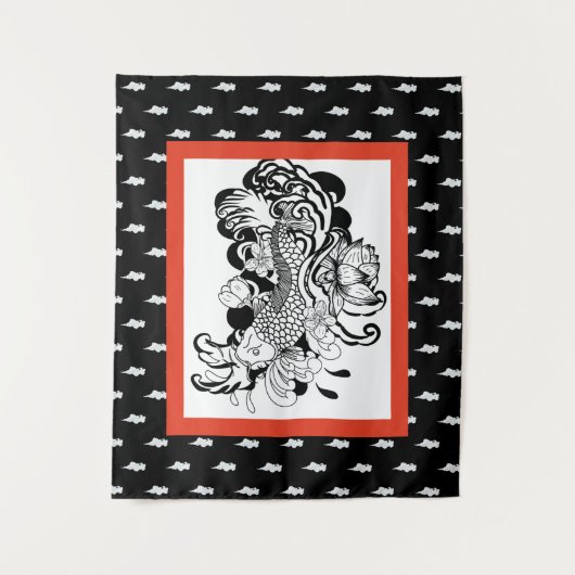 雲日本の模様の魚 タペストリー (正面)