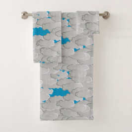 雲日本の、夏の日、白と空の青 バスタオルセット