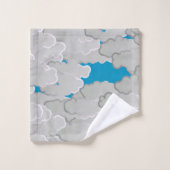 雲日本の、夏の日、白と空の青 バスタオルセット (ウォッシュタオル)