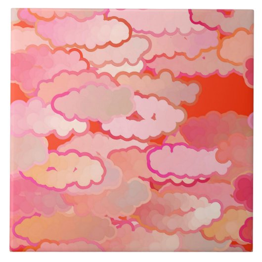 雲日本の、夕日、珊瑚、明るい赤紫色、ピンク タイル (正面)