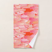 雲日本の、夕日、珊瑚、明るい赤紫色、ピンク バスタオルセット (ハンドタオル)