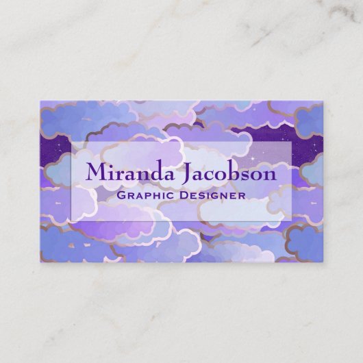 雲日本の、黄昏、紫、深い紫 名刺 (正面)