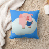 雲枕の可愛い漫画の豚リーダー クッション (ブランケット)