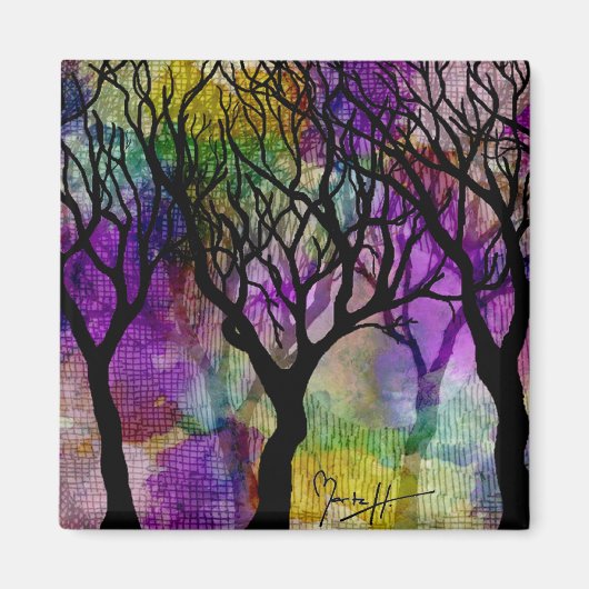 雲母背景の木の層 マグネット (正面)