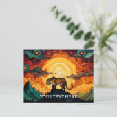 雲海タイガーサンセット抽象芸術絵を描ズ ポストカード (スタンド正面)