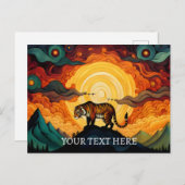 雲海タイガーサンセット抽象芸術絵を描ズ ポストカード (正面/裏面)