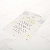 雲男女兼用赤ちゃんシャワーFlat Thank You 箔招待状 (回転した状態)