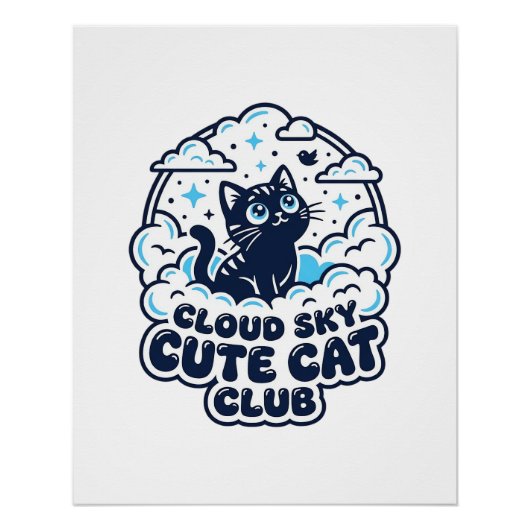 雲空かわいい猫ペット愛好家のシャツアート - 雲空 ポスター (正面)