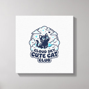 雲空かわいい猫ペット愛好家Tシャツアート - 雲空 キャンバスプリント