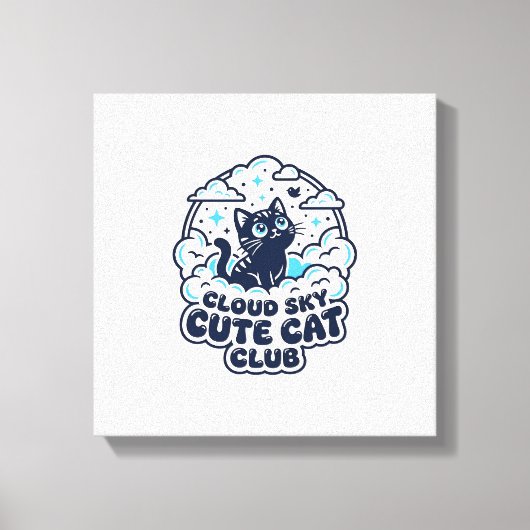 雲空かわいい猫ペット愛好家Tシャツアート - 雲空 キャンバスプリント (正面)