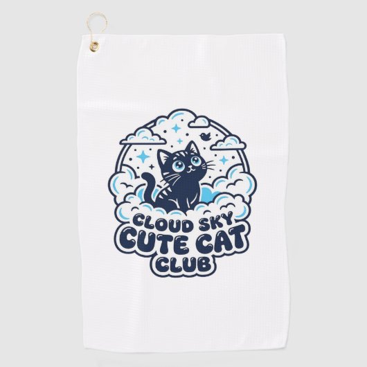 雲空かわいい猫ペット愛好家Tシャツアート - 雲空 ゴルフタオル (正面)