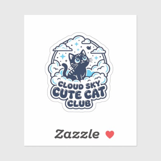雲空かわいい猫ペット愛好家Tシャツアート - 雲空 シール (シート)