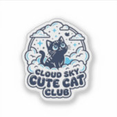 雲空かわいい猫ペット愛好家Tシャツアート - 雲空 シール (正面)