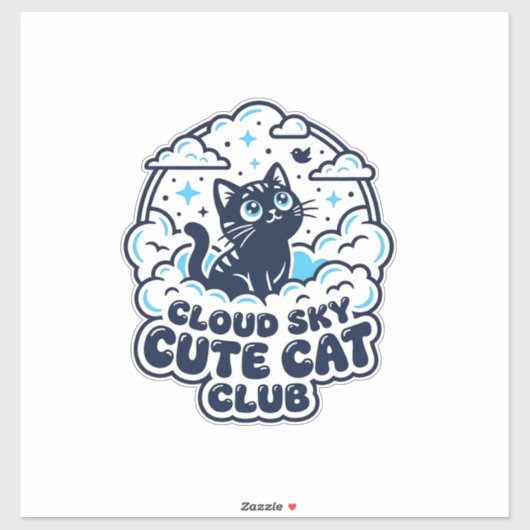 雲空かわいい猫ペット愛好家Tシャツアート - 雲空 シール (シート)