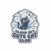 雲空かわいい猫ペット愛好家Tシャツアート - 雲空 シール (正面)
