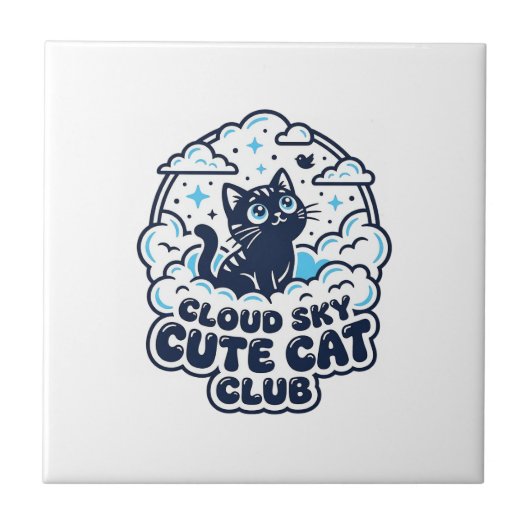 雲空かわいい猫ペット愛好家Tシャツアート - 雲空 タイル (正面)