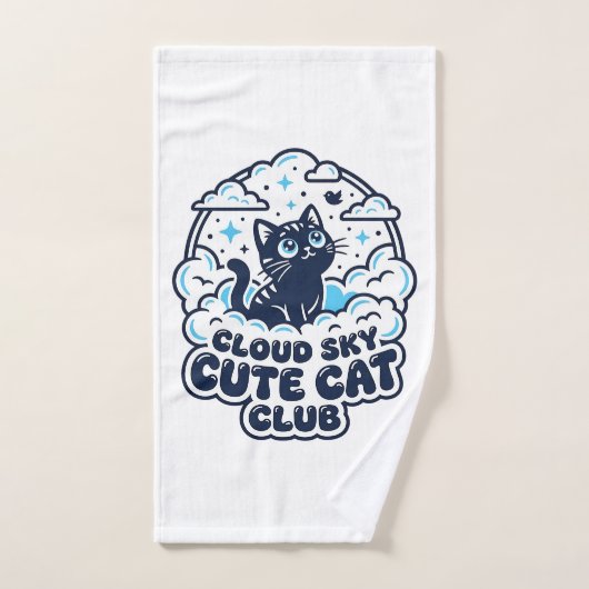 雲空かわいい猫ペット愛好家Tシャツアート - 雲空 ハンドタオル (ハンドタオル)