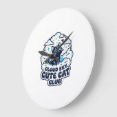雲空かわいい猫ペット愛好家Tシャツアート - 雲空 ラージ壁時計 (傾斜)