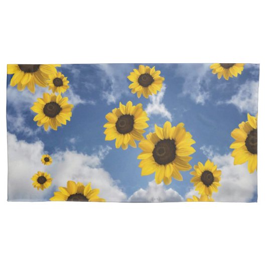 雲空とヒマワリ 枕カバー (正面左)