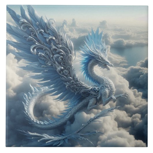 雲素晴らしに囲まれた竜 タイル (正面)