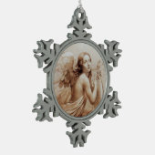 雲遊の上の天使のライラ スノーフレークピューターオーナメント (左)