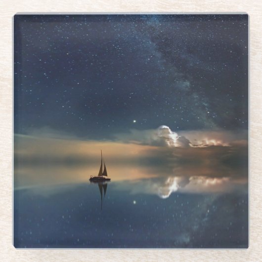 雲遠くにに向かって ガラスコースター (正面)