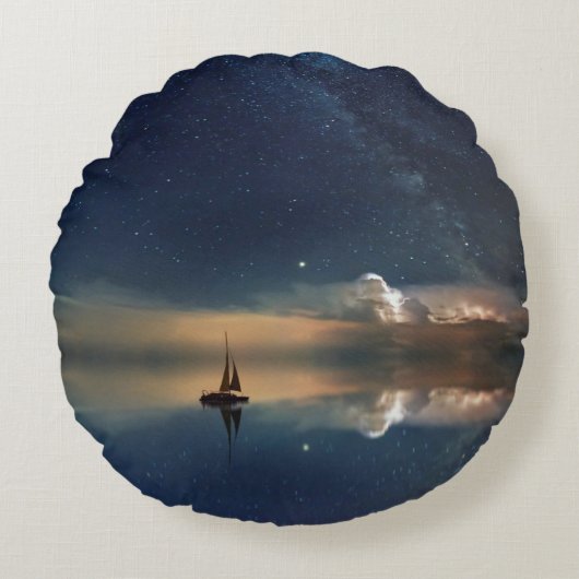 雲遠くにに向かって ラウンドクッション (正面)