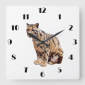 雲雀写真ジャングル大きな猫動物 スクエア壁時計 (正面)