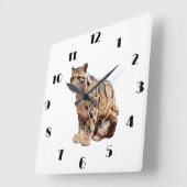雲雀写真ジャングル大きな猫動物 スクエア壁時計 (傾斜)
