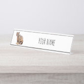 雲雀写真ジャングル大きな猫動物 デスクネームプレート (正面)
