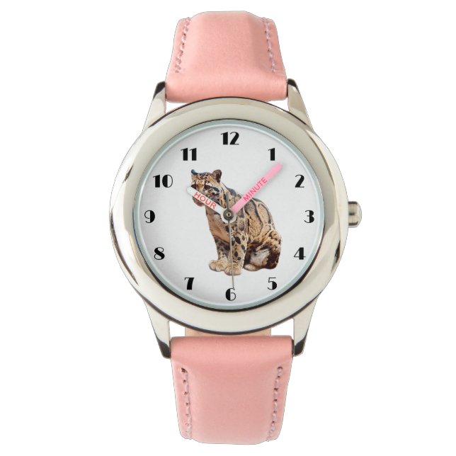雲雀写真ジャングル大きな猫動物 腕時計 (正面)