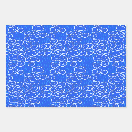 雲雨カラフル醜いハヌッカスウェーターズ青 ラッピングペーパーシート (正面2)