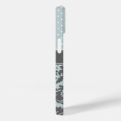 雲青と木炭の灰色のダマスクドットモノグラム Case-Mate iPhoneケース (裏面 / 右)