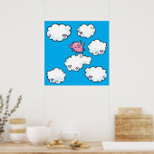 雲飛んでいるに乗って舞う豚 ポスター (キッチン)