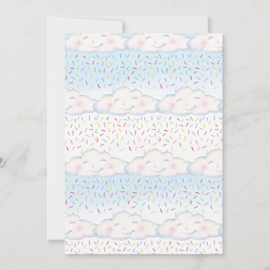 雲飴が水の色の赤ちゃんシャワーを振る 招待状 (裏面)