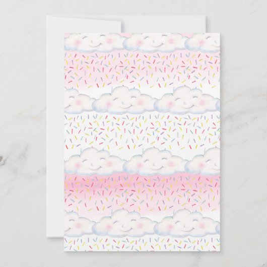 雲飴はピンクの水の色の赤ちゃんシャワーを振りかける 招待状 (裏面)
