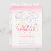 雲飴はピンクの水の色の赤ちゃんシャワーを振りかける 招待状 (正面/裏面)