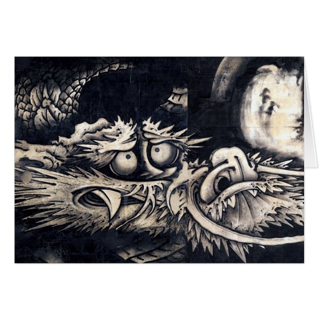 雲龍図,曾我蕭白ドラゴンと雲，墨絵 (正面横)